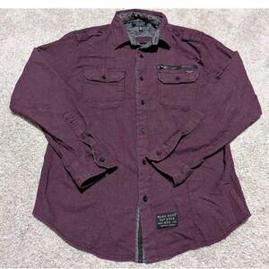Marc Ecko Cut Sew Mens Burgundy Micro Dot Long Sleeve Button Up Shirt L G
